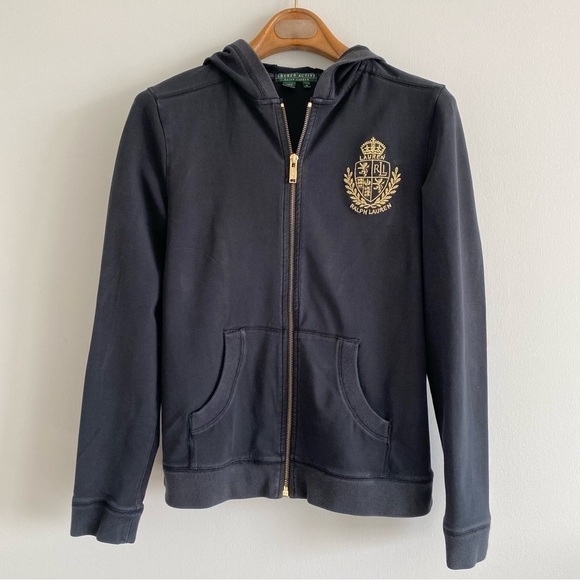Lauren Ralph Lauren Tops - Ralph Lauren Active Black Zip Hoodie Size Medium